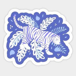 White and blue tiger in the jungle Sticker